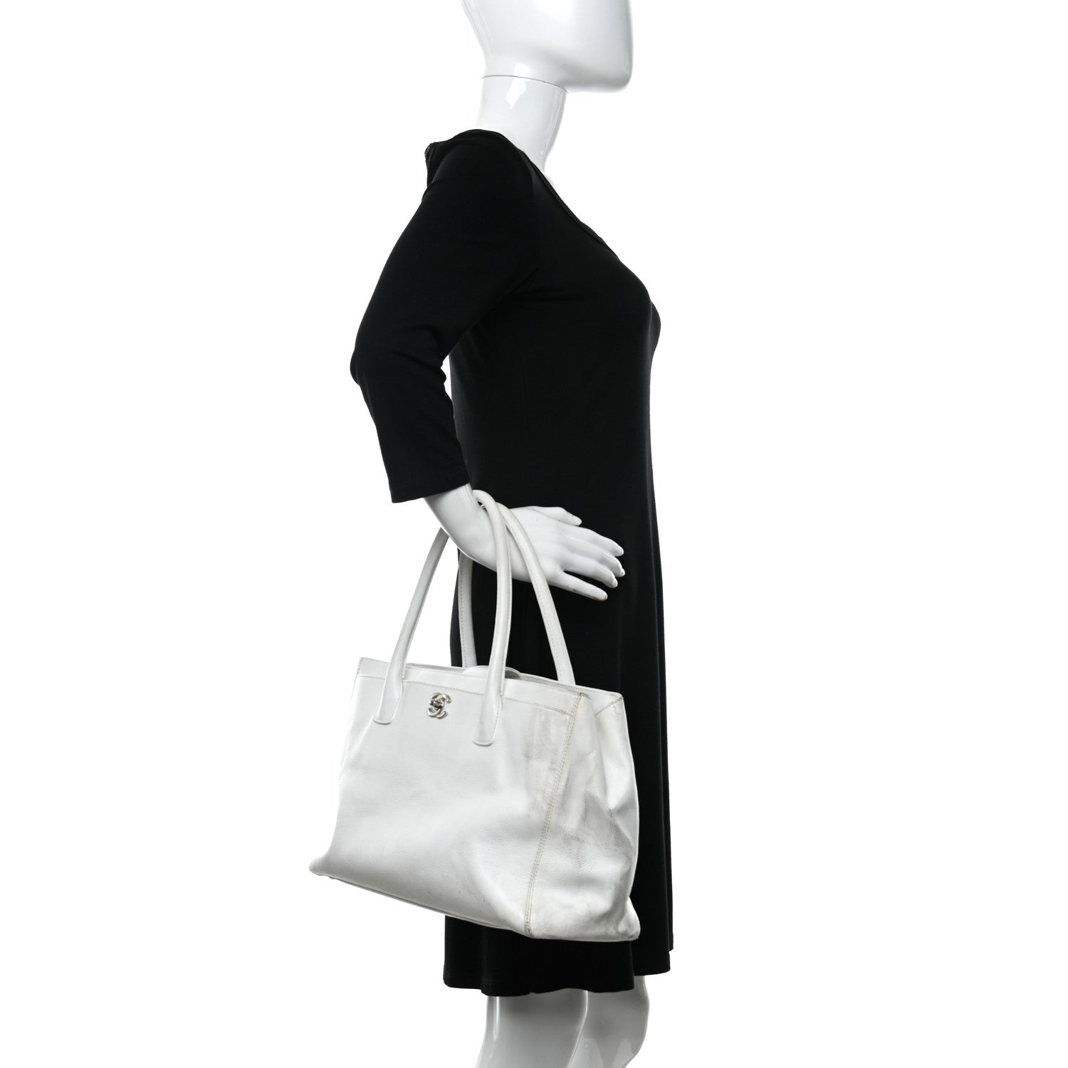 Chanel Calfskin Cerf Executive Shopper Tote White 2 of 19