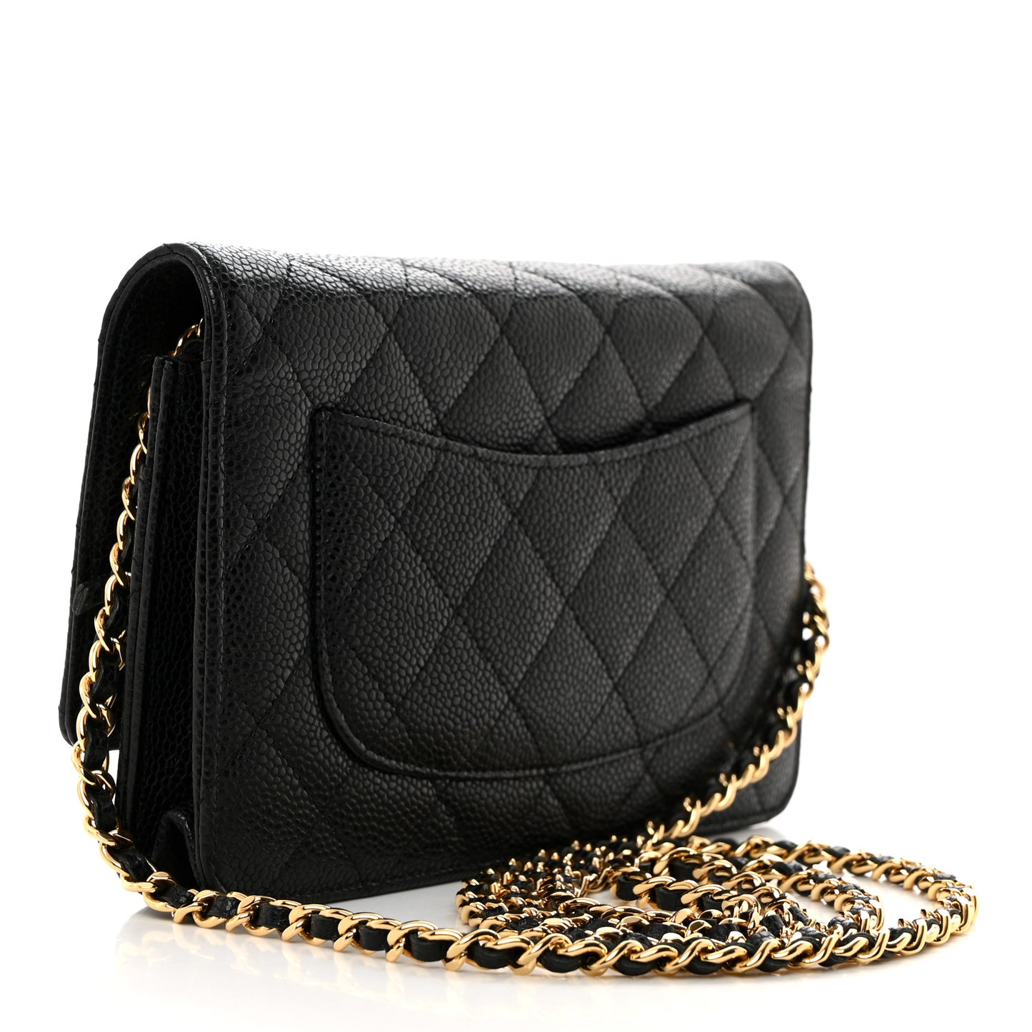 Caviar Quilted Wallet on Chain WOC Black