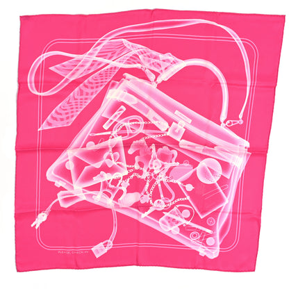 Hermes Silk Please Check In Scarf 70 Rose Vif Rose Bonbon 1 of 5