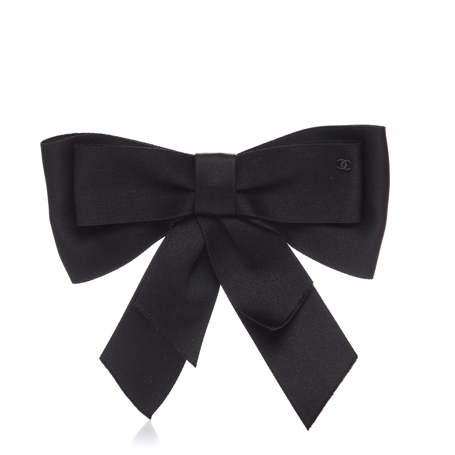 Chanel Silk Satin Bow Brooch Black 1 of 3