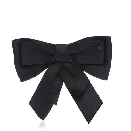 Chanel Silk Satin Bow Brooch Black 1 of 3