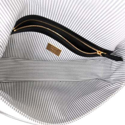 Fendi Cotton Cuoio Bretagna Striped Baguette Grigio White Black 5 of 9