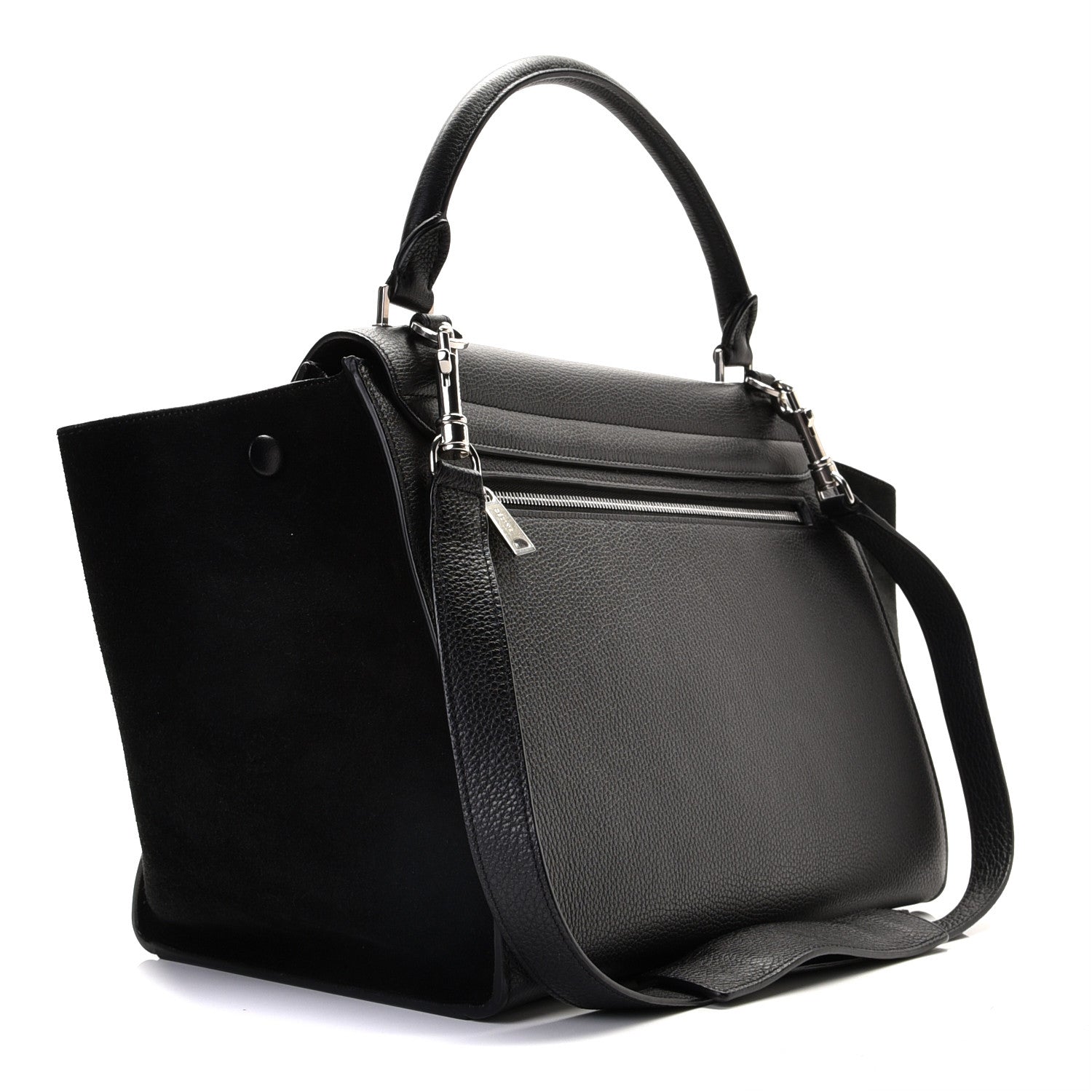 Celine Drummed Calfskin Suede Medium Trapeze Black 3 of 9