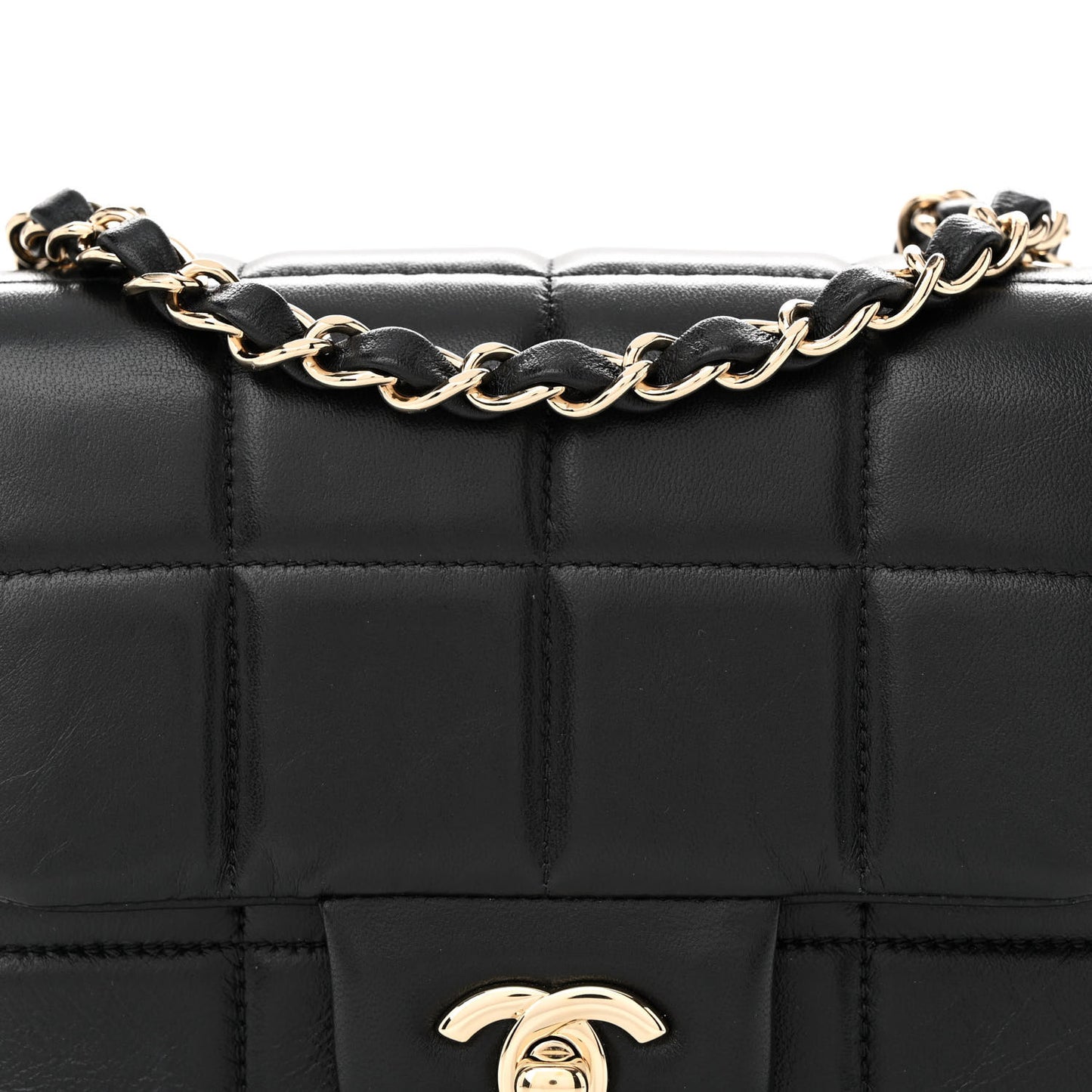 Lambskin Resin Crystal Square Quilted Mini Monacoco Flap Black