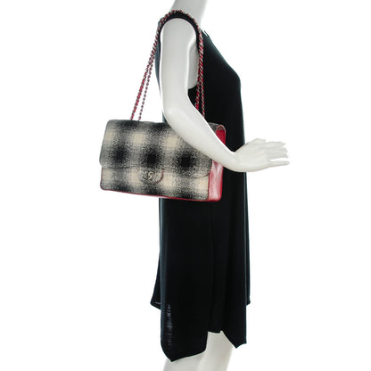 Chanel Tweed Jumbo Single Flap Ecru Red 2 of 9