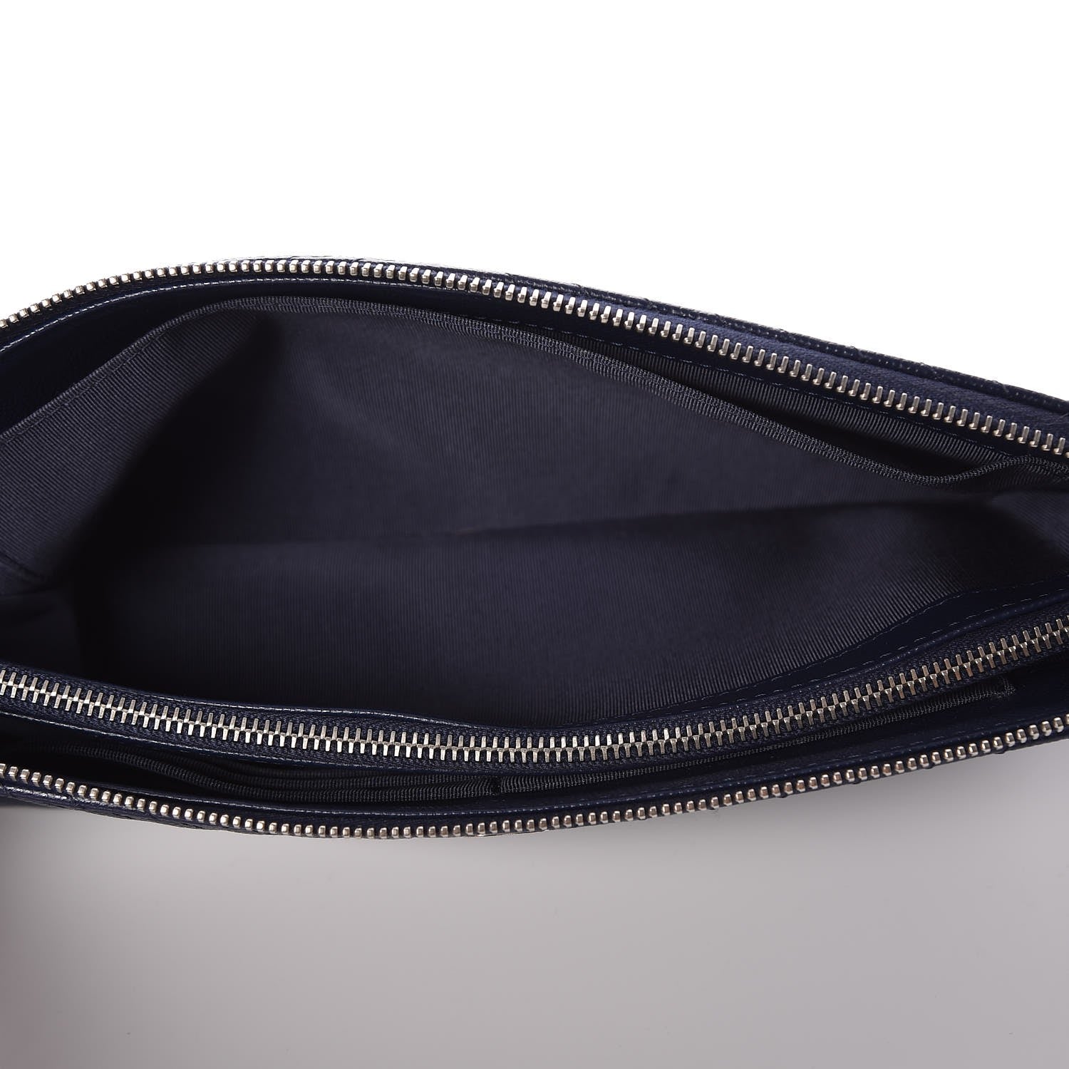 Chanel Caviar Chevron Quilted Large Zipped Clutch Navy 5 of 10