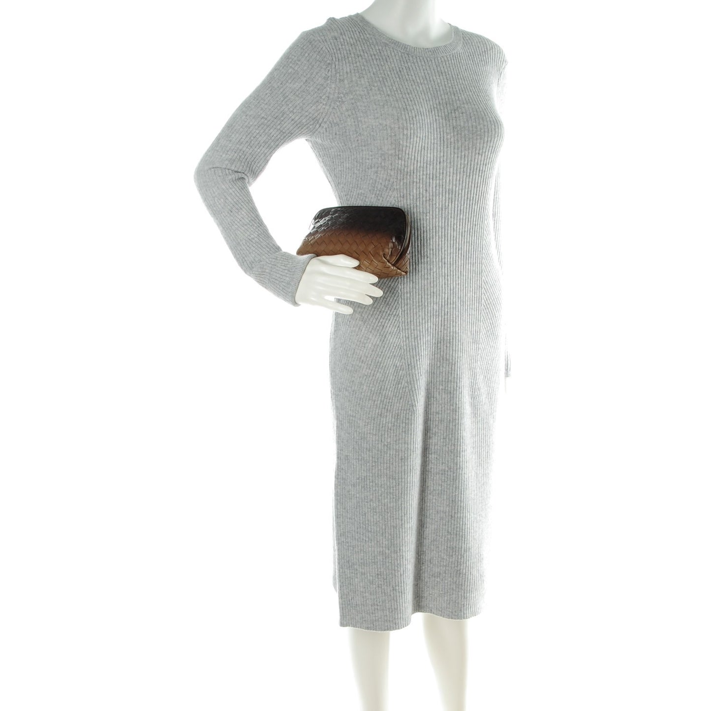 Nappa Patent Intrecciato Ombre Cosmetic Case Brown Taupe
