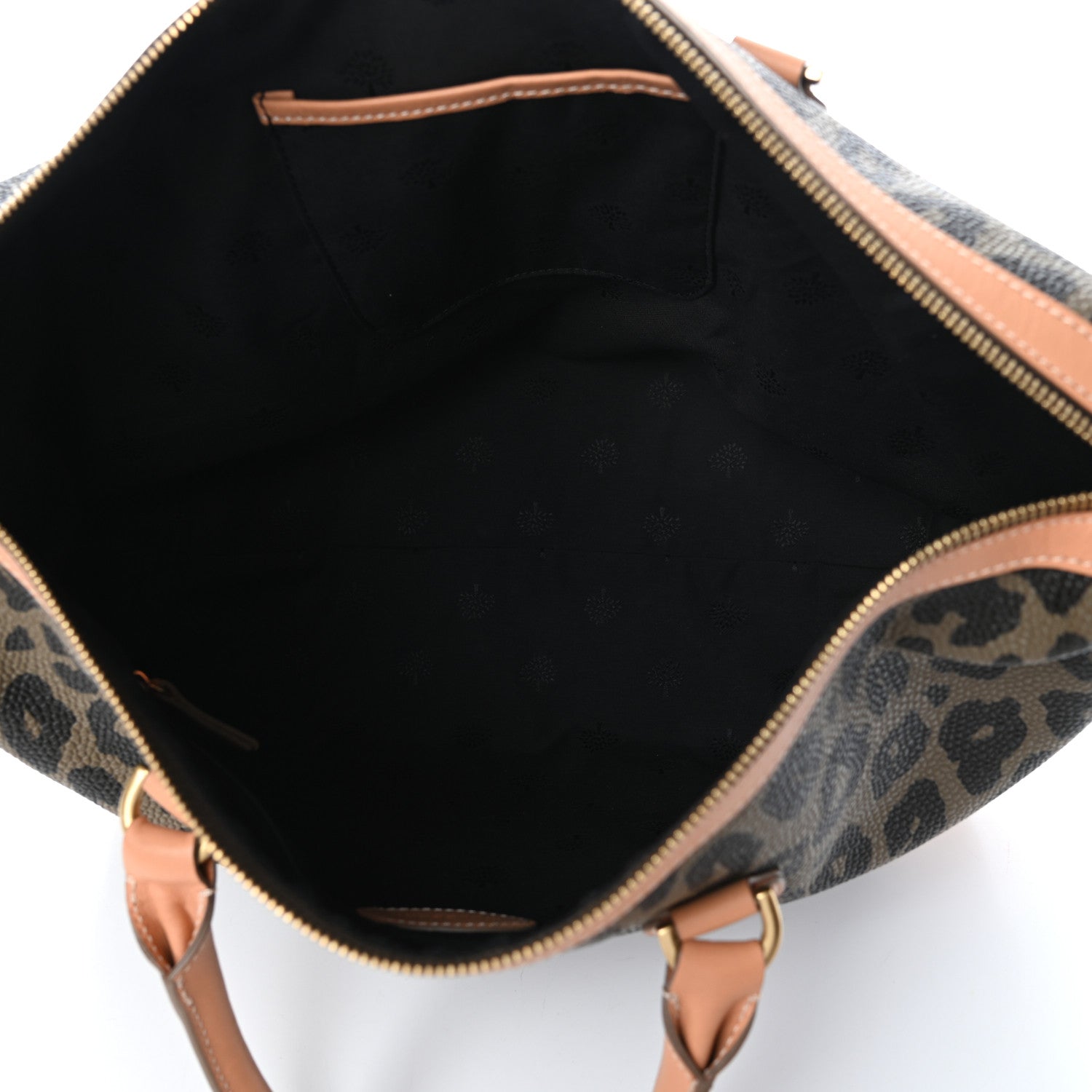 Mulberry Birds Nest Scotchgrain Leopard Print Clipper Holdall Black 5 of 9