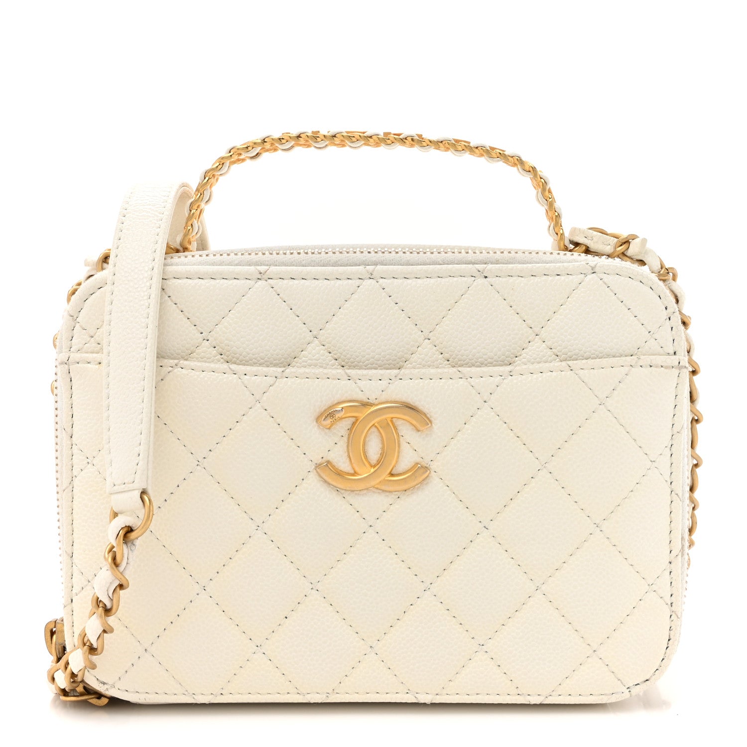 Chanel Caviar Quilted Small Pick Me Up Vanity Case White 1 of 16