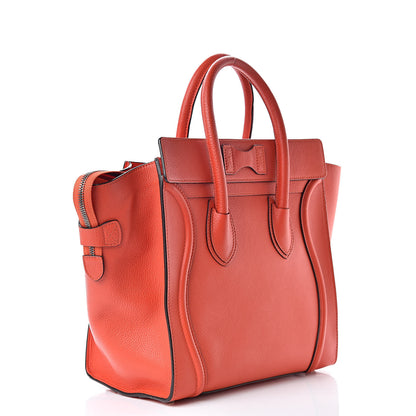 Celine Drummed Calfskin Mini Luggage Vermillion 3 of 12