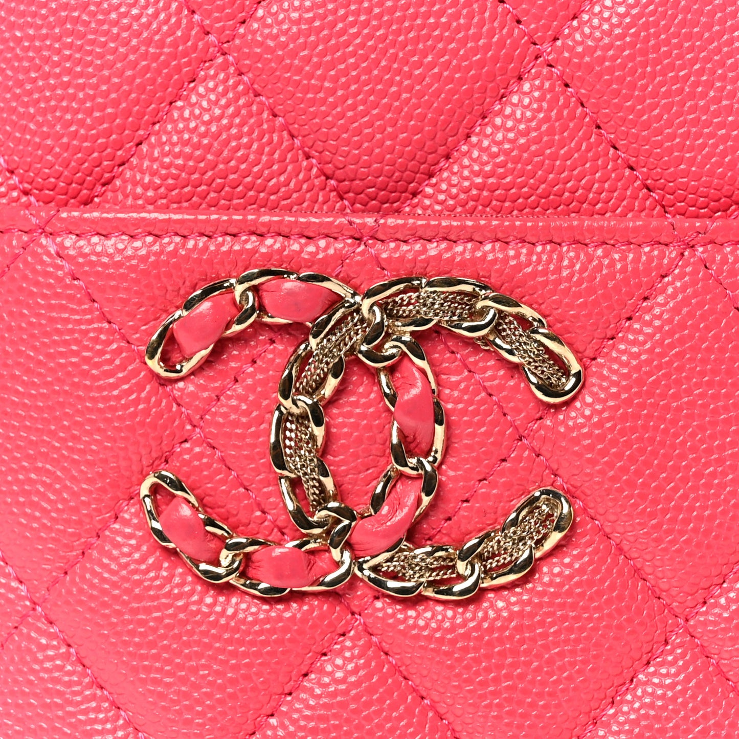 Caviar Quilted French New Wave Flat Wallet Pouch Pink