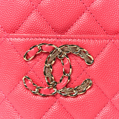 Chanel Caviar Quilted French New Wave Flat Wallet Pouch Pink 8 of 8