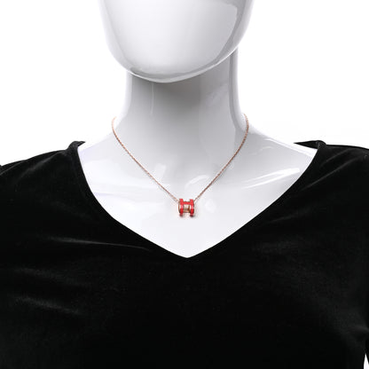 Hermes Lacquered Gold Pop H Pendant Necklace Corail 2 of 6