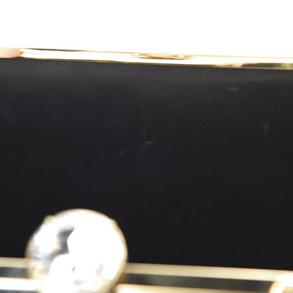 Miu Miu Calfskin Crocodile Embossed Crystal Embellished Solitaire Bag Black 8 of 11