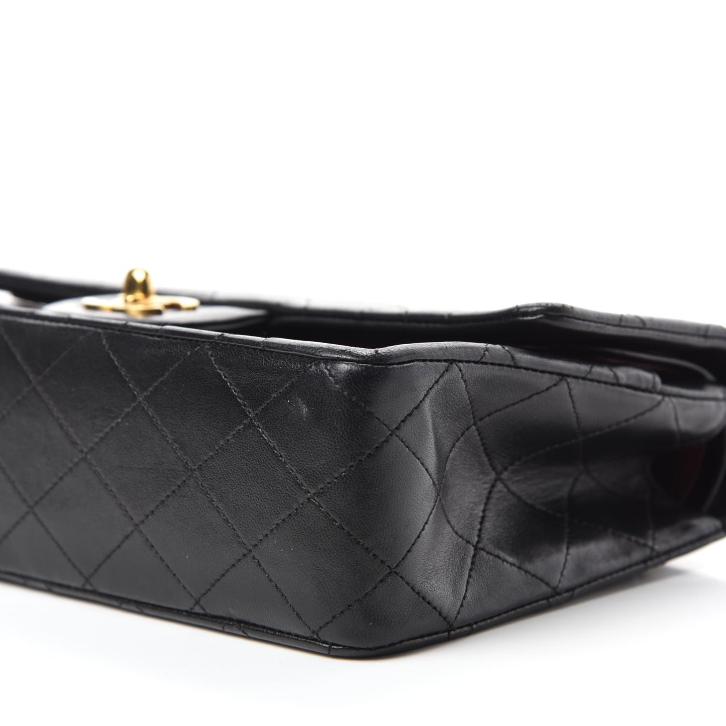 Lambskin Quilted Medium Double Flap Black