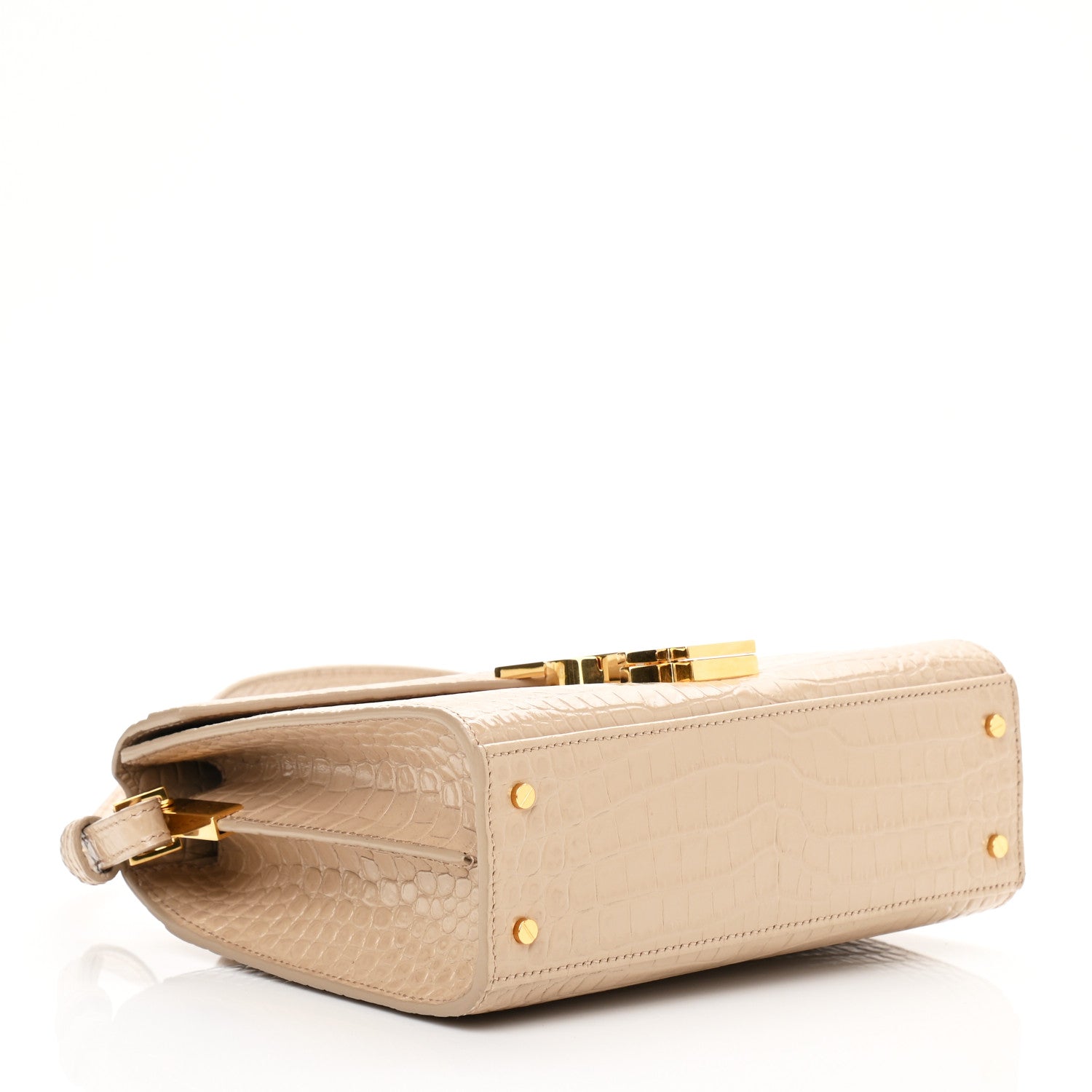 Saint Laurent Crocodile Embossed Mini Classic Monogram Cassandra Top Handle Nude 4 of 10