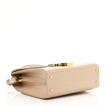 Saint Laurent Crocodile Embossed Mini Classic Monogram Cassandra Top Handle Nude 4 of 10