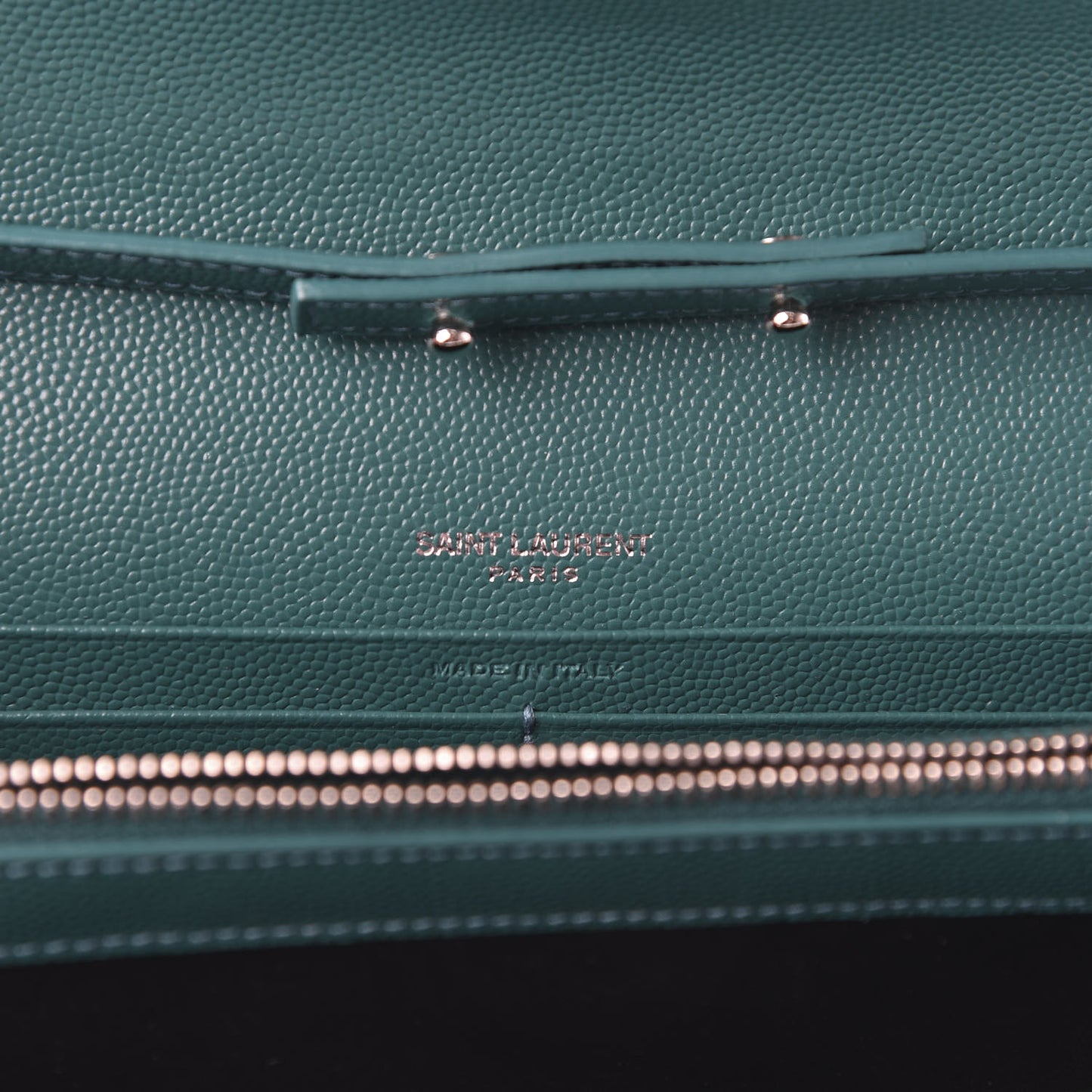 Grain De Poudre Matelasse Chevron Monogram Chain Wallet Malachite