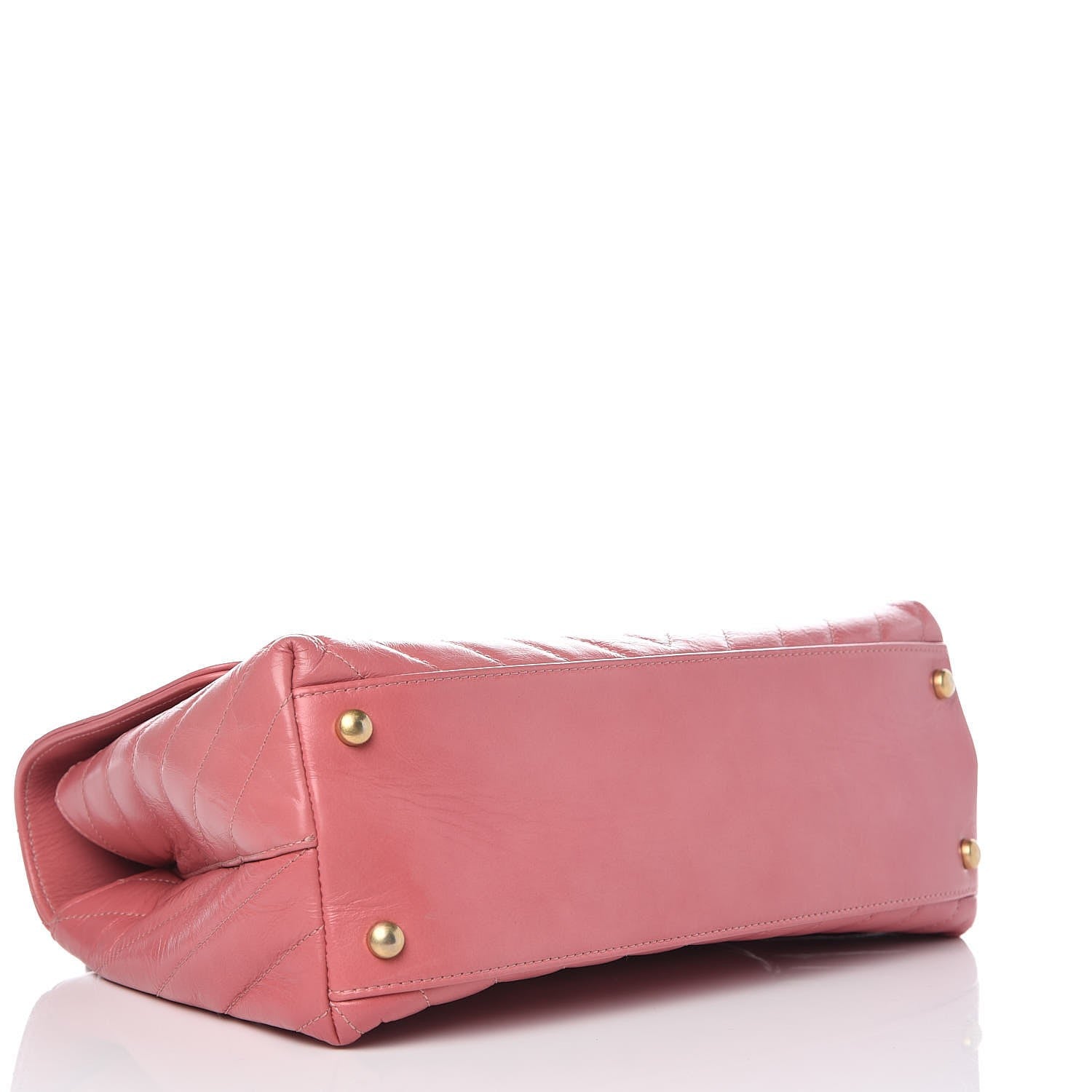 Chanel Calfskin Lizard Chevron Quilted Small Coco Handle Flap Pink 4 of 7