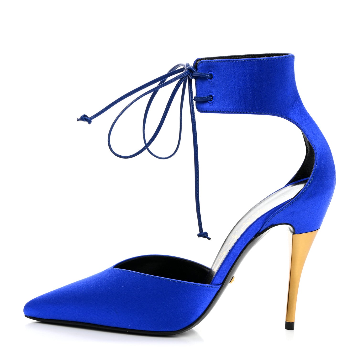 Gucci Nappa Fabric Priscilla Ankle Cuff Pumps 37 Electric Blue 1 of 9