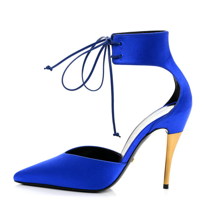 Gucci Nappa Fabric Priscilla Ankle Cuff Pumps 37 Electric Blue 1 of 9