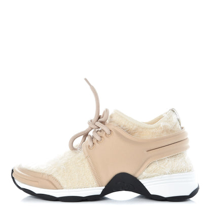 Chanel Stretch Fabric Satin CC Sneakers 35 Light Beige 1 of 10