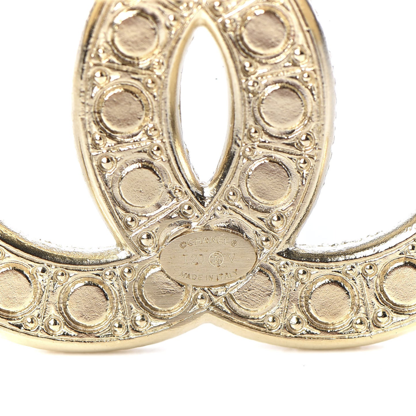 Pearl Crystal CC Brooch Gold