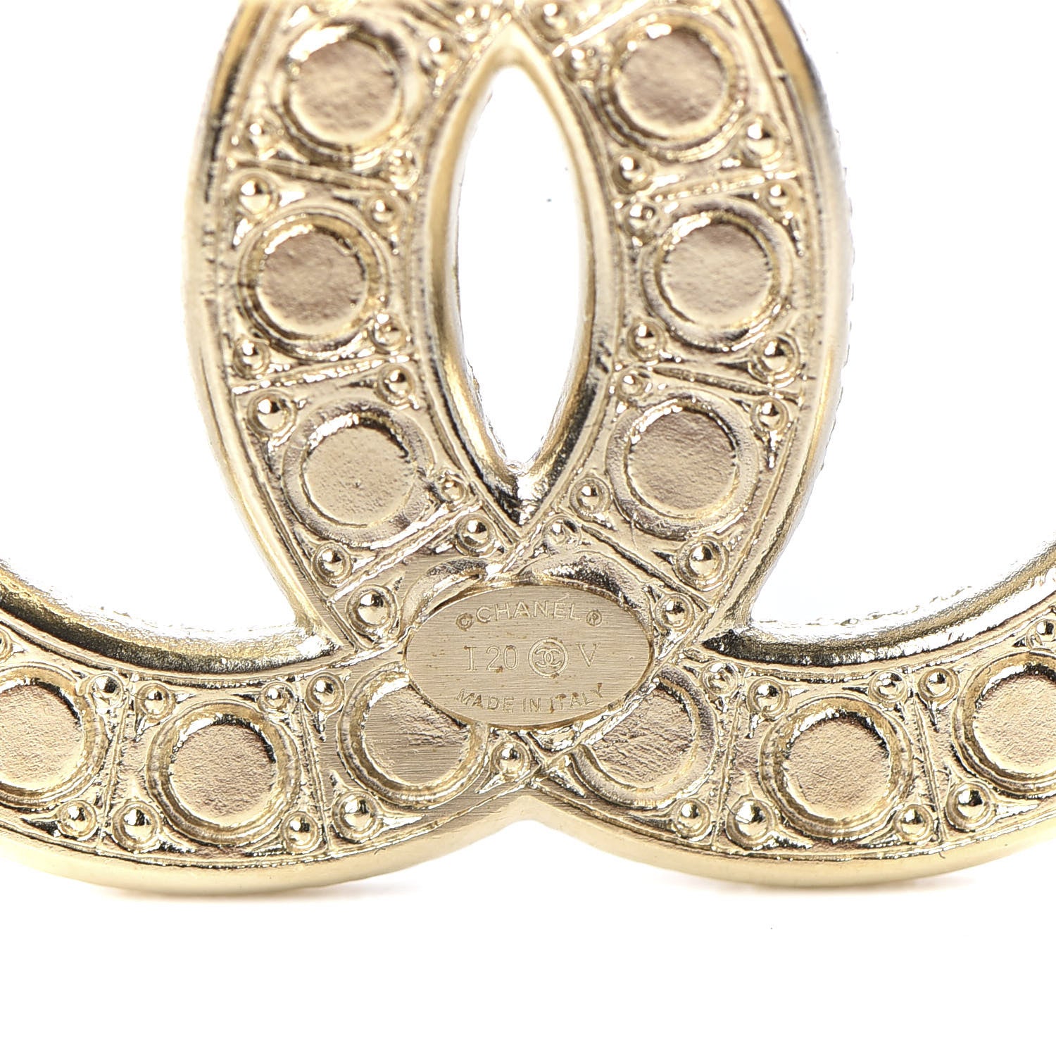 Chanel Pearl Crystal CC Brooch Gold 3 of 4