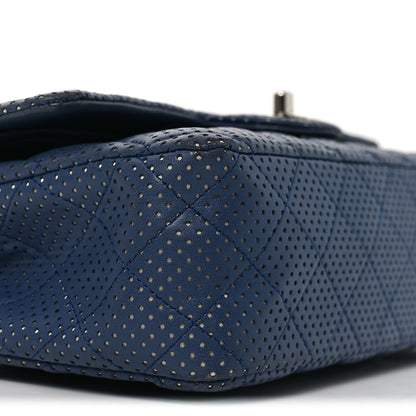 Chanel Lambskin Perforated Medium Double Flap Blue 8 of 9