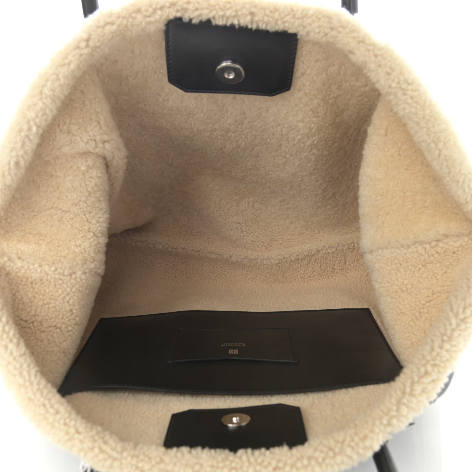 Givenchy Shearling Calfskin Medium Soft Lock Antigona Shoulder Bag Black Natural 7 of 9