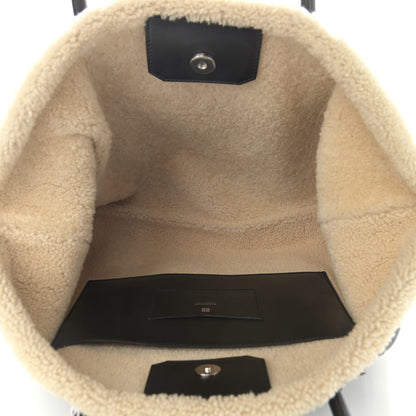 Givenchy Shearling Calfskin Medium Soft Lock Antigona Shoulder Bag Black Natural 7 of 9