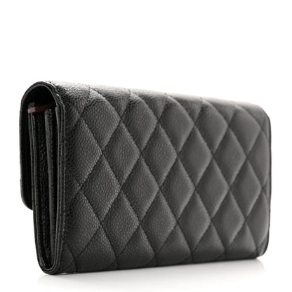Chanel Caviar Quilted Large Gusset Flap Wallet Black 3 of 9