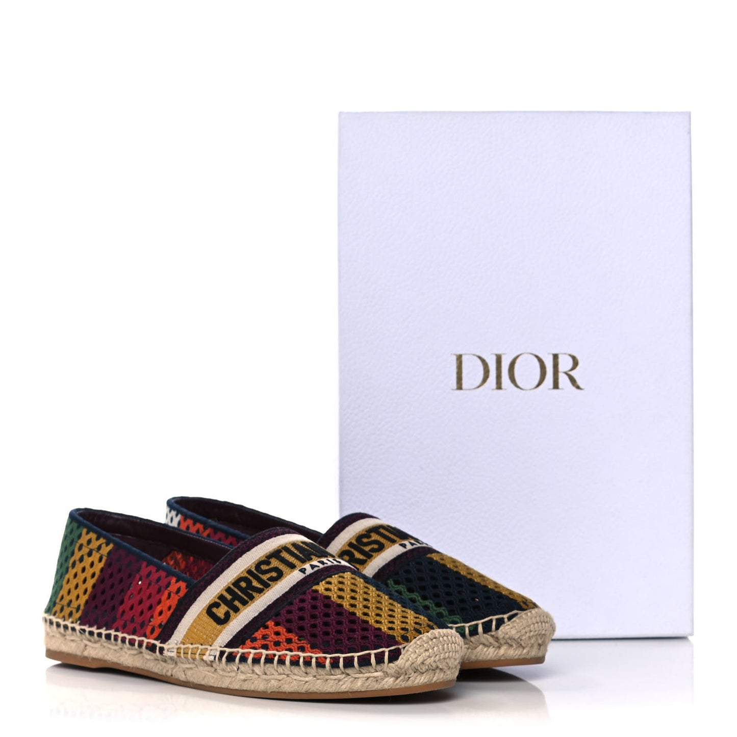 Canvas Embroidered Perforated Stripe Granville Espadrille 40.5 Multicolor