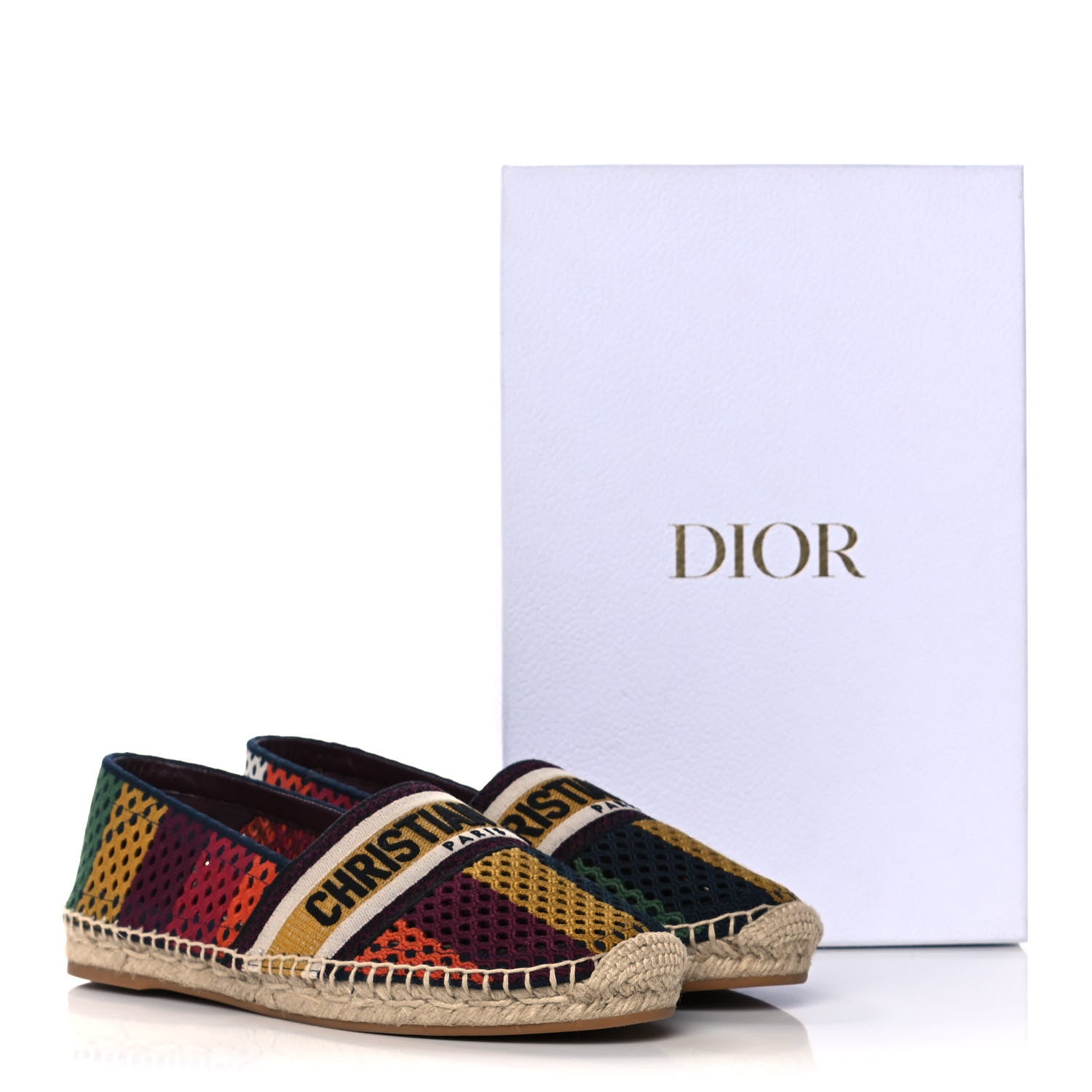 Christian Dior Canvas Embroidered Perforated Stripe Granville Espadrille 40.5 Multicolor 10 of 10