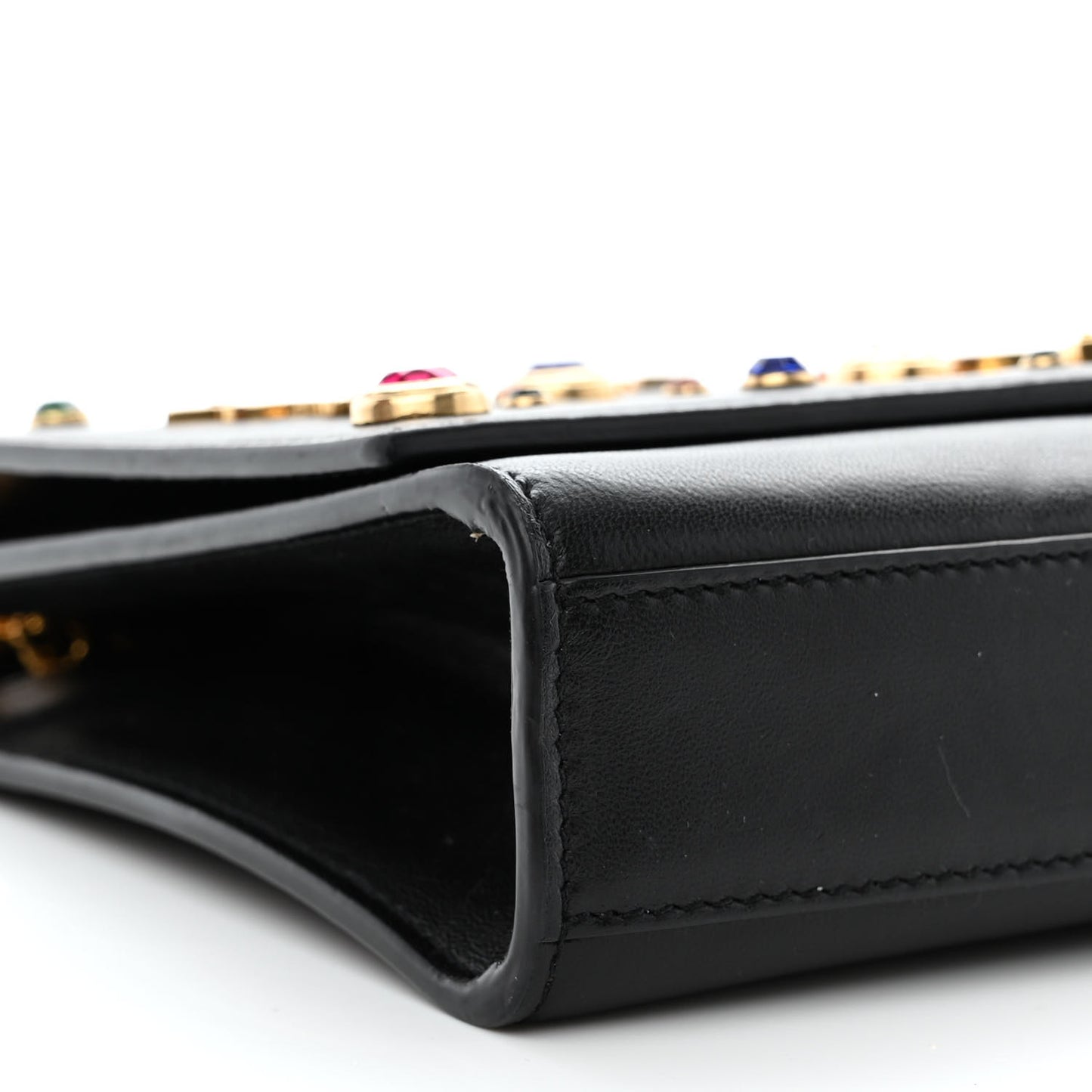 Calfskin Crystal Medium Monogram Kate Satchel Black