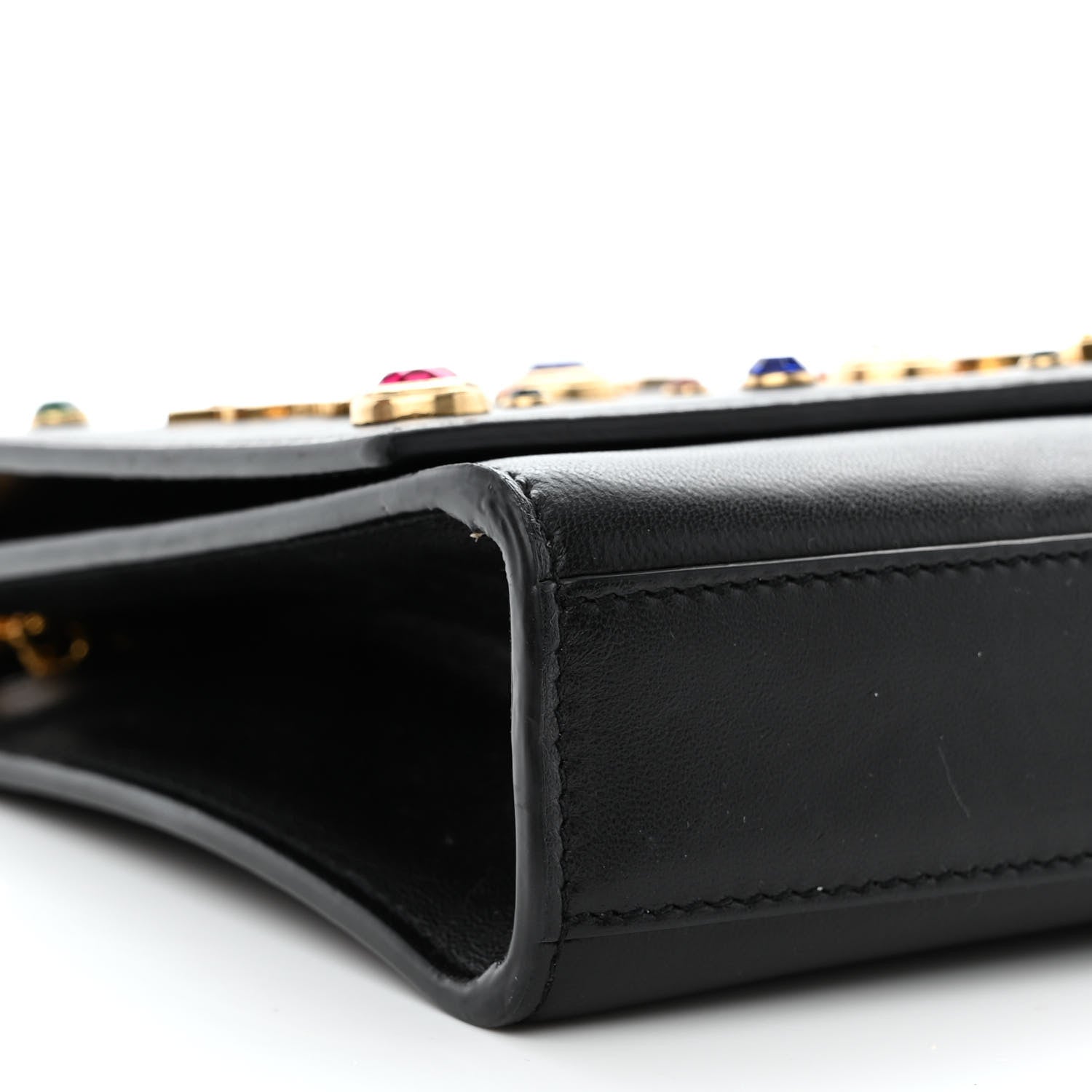 Saint Laurent Calfskin Crystal Medium Monogram Kate Satchel Black 9 of 11