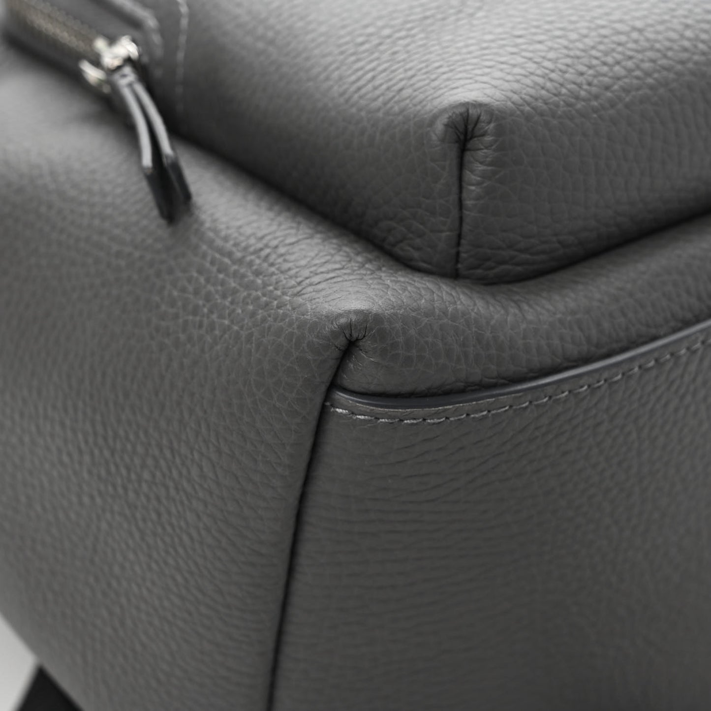 Calfskin Logo Embossed Backpack Charcoal Grey