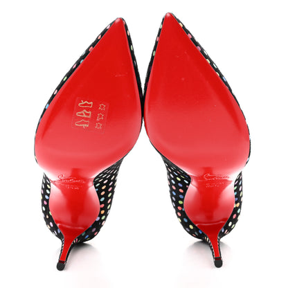 Christian Louboutin Suede Polka Dot Hot Chick 100 Pumps 35.5 Black Multicolor 5 of 8