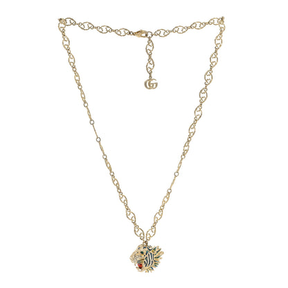 Gucci Metal Enamel Roaring Tiger Pendant Necklace Gold 3 of 7