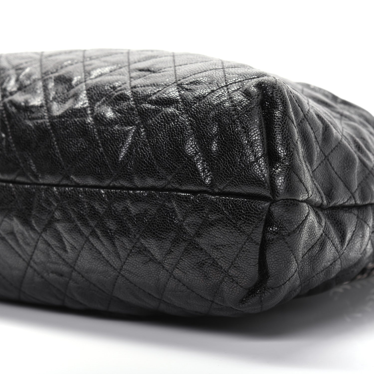 Chanel Distressed Glazed Caviar Quilted Large Elastic Tote Black 7 of 14