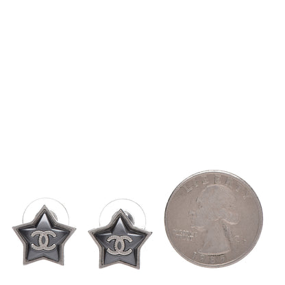 Chanel Resin CC Star Earrings Black Silver 2 of 5