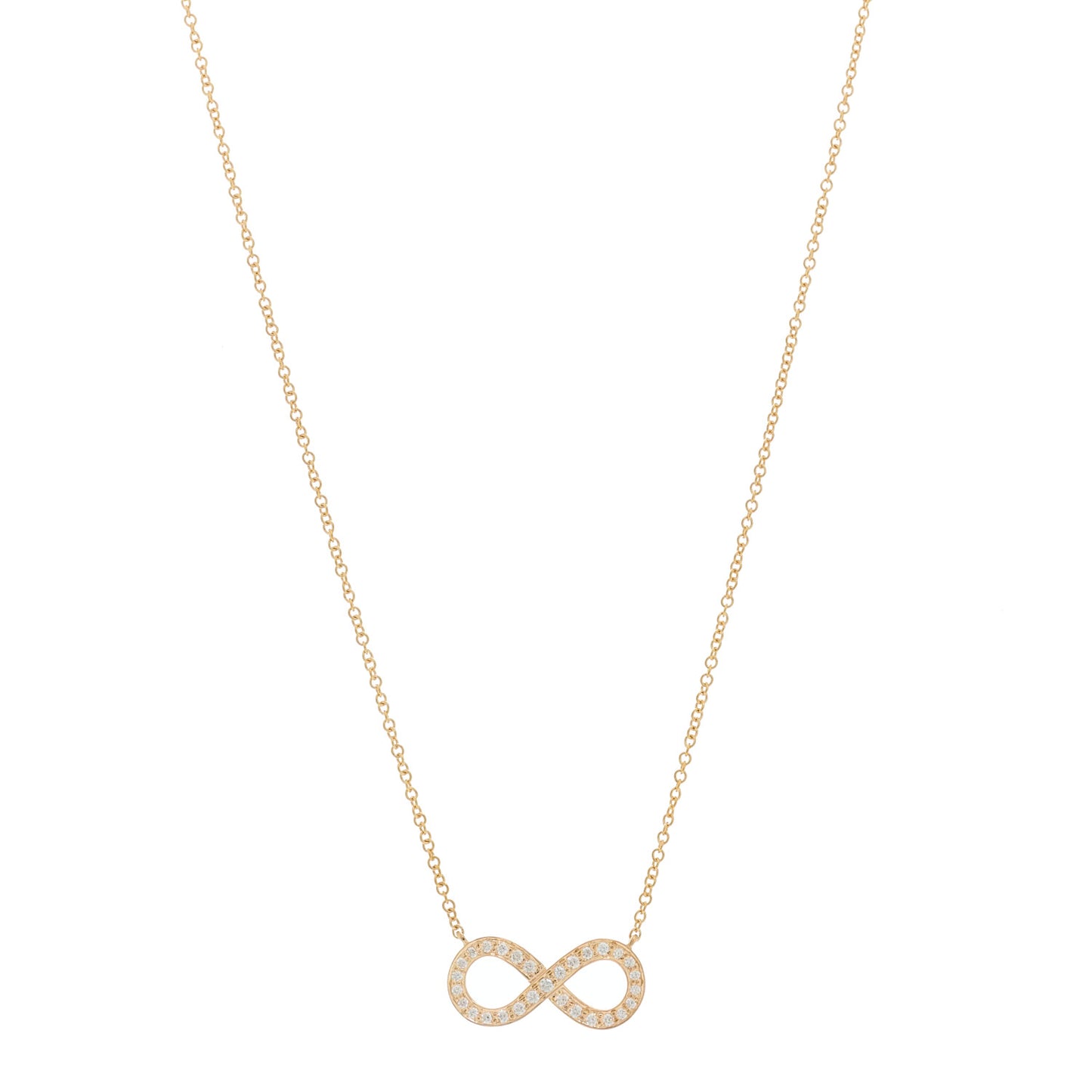 18K Rose Gold Diamond Infinity Pendant Necklace