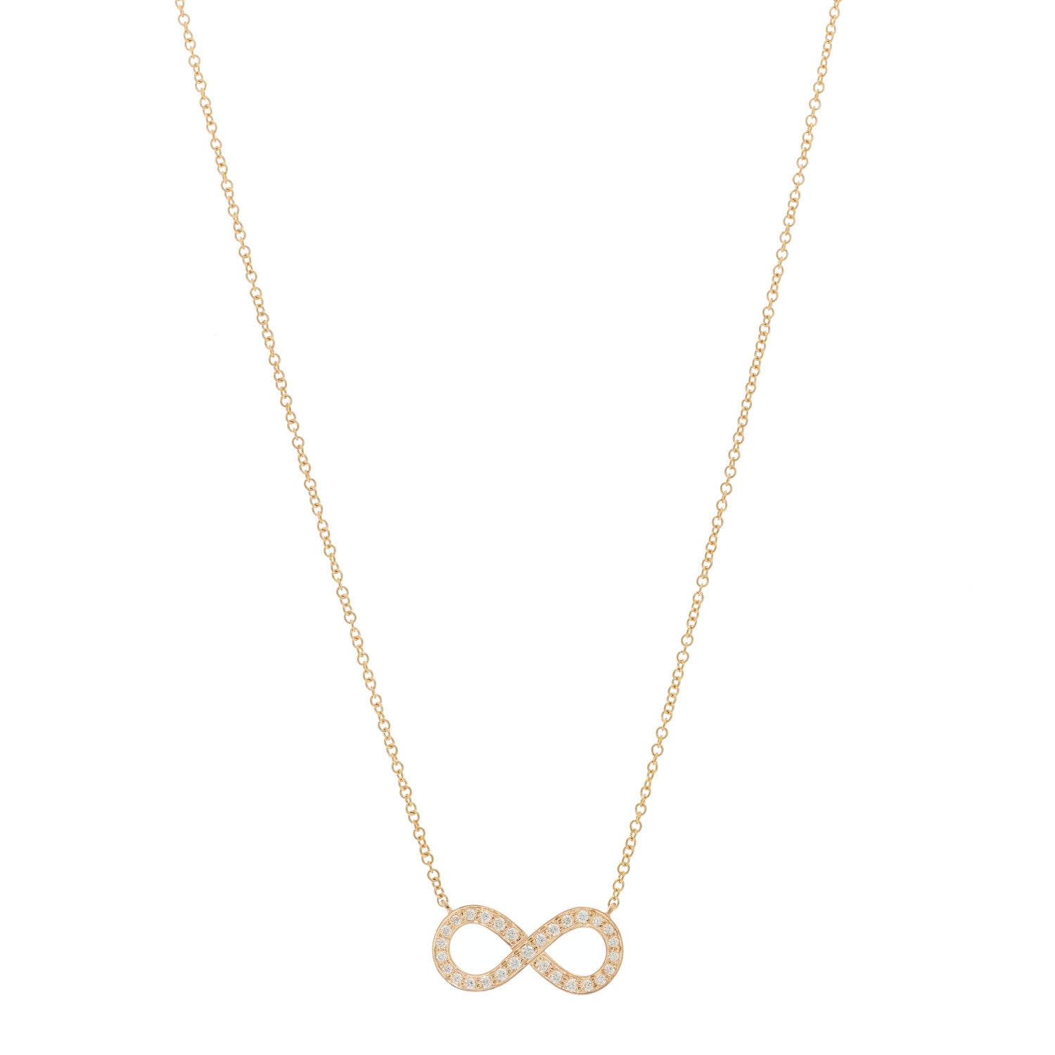 Tiffany 18K Rose Gold Diamond Infinity Pendant Necklace 1 of 6