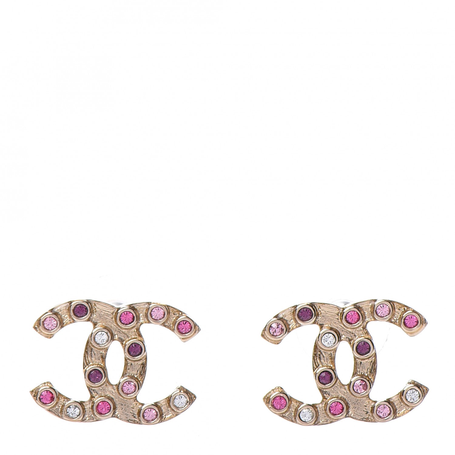 Chanel Crystal CC Earrings Gold Multicolor 1 of 5