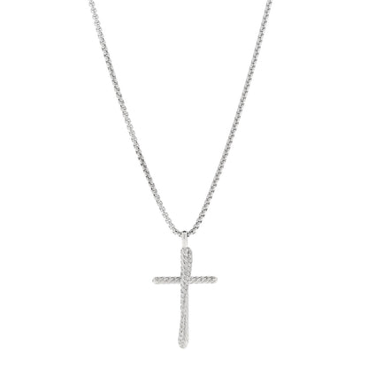 David Yurman Sterling Silver Diamond 35mm Crossover Cross Necklace 1 of 6