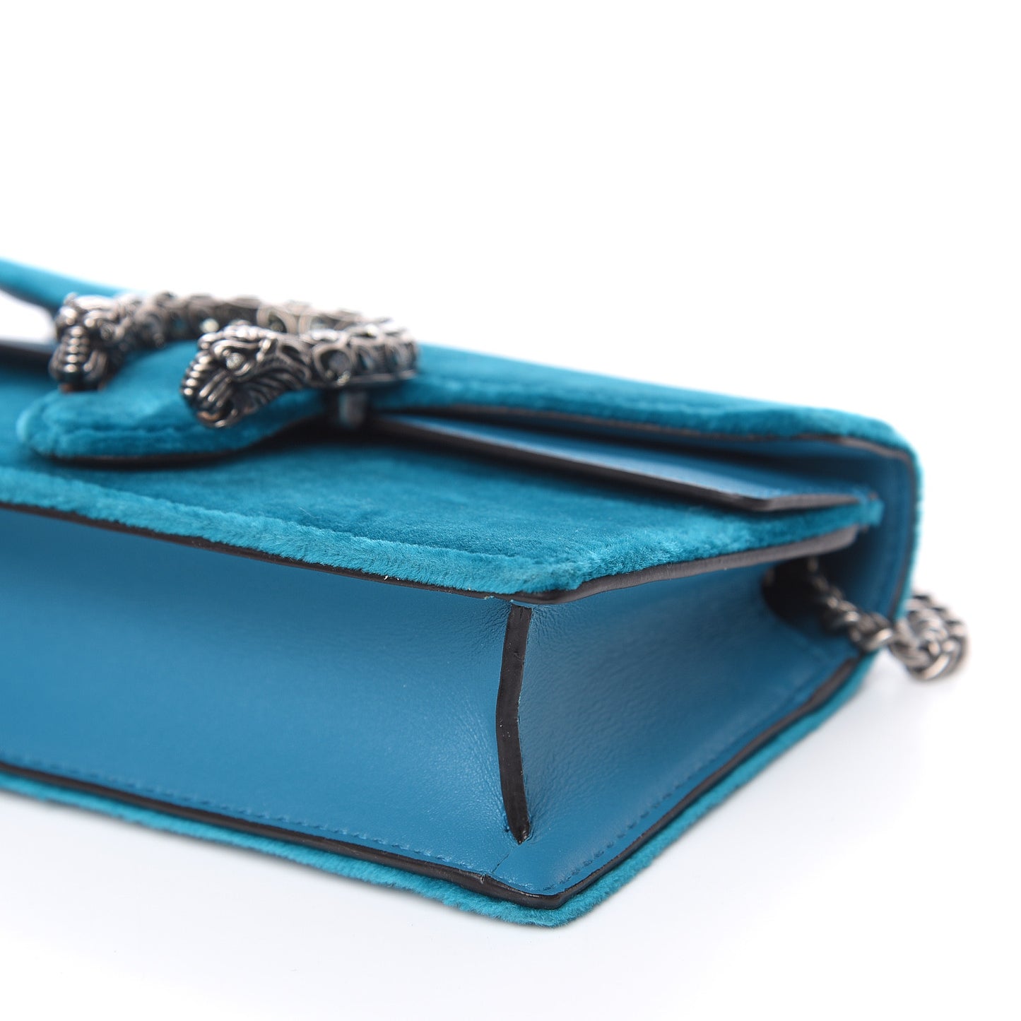 Velvet Super Mini Dionysus Shoulder Bag Pavone Cyan