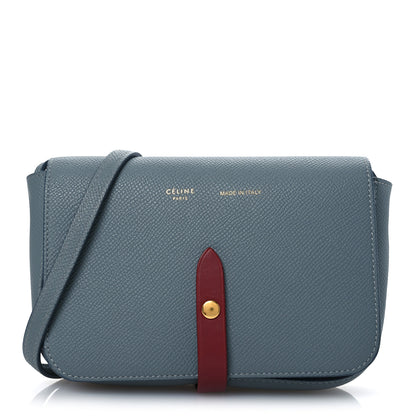 Celine Grained Shiny Calfskin Strap Clutch Blue Red 1 of 12