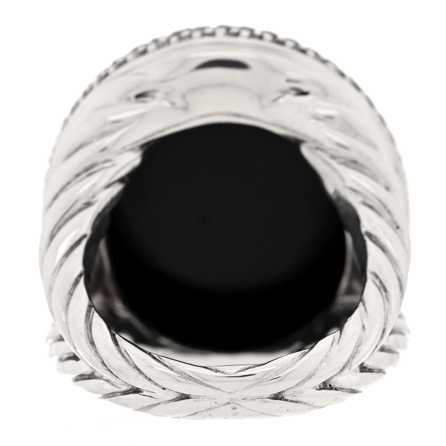 Sterling Silver Diamond 23mm Black Onyx Signature Oval Ring 55 7.25