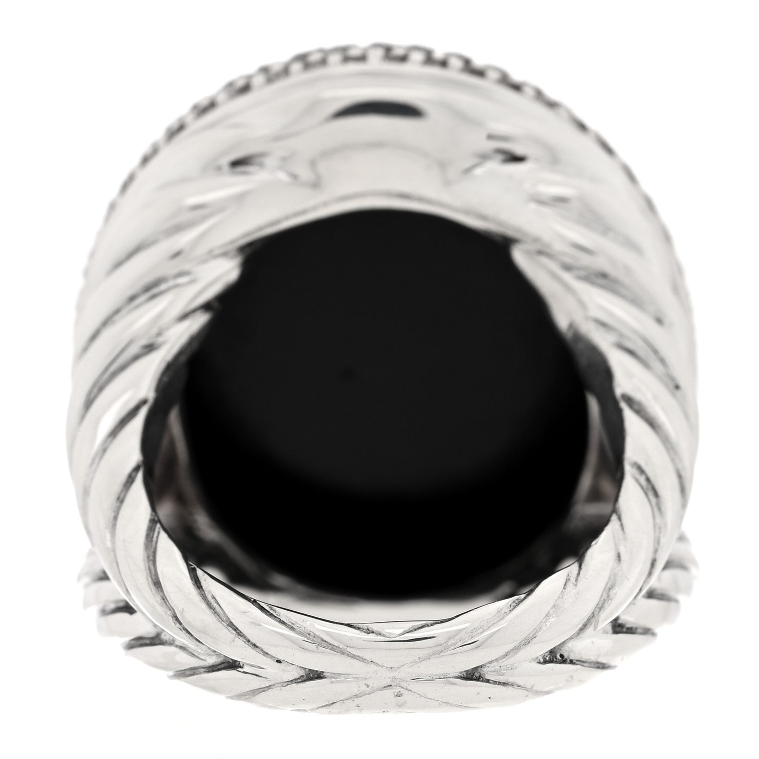 David Yurman Sterling Silver Diamond 23mm Black Onyx Signature Oval Ring 55 7.25 3 of 5