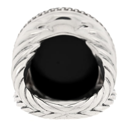 David Yurman Sterling Silver Diamond 23mm Black Onyx Signature Oval Ring 55 7.25 3 of 5